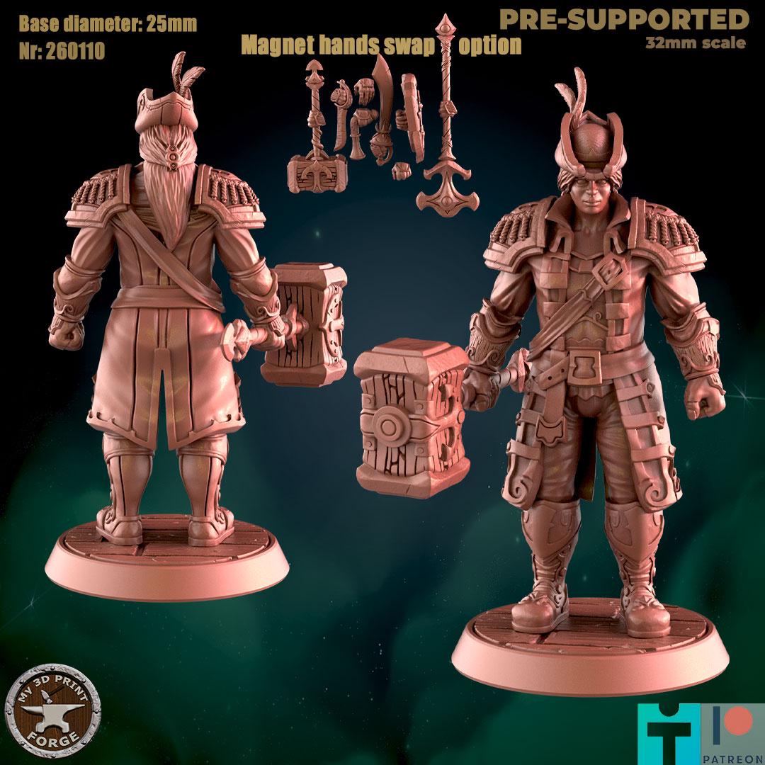 Modular Female Human Sailor - Port Town Humans - 32mm Scale - Unpainted Miniature for DnD, Pathfinder, Tabletop RPGs - My3dPrintForge