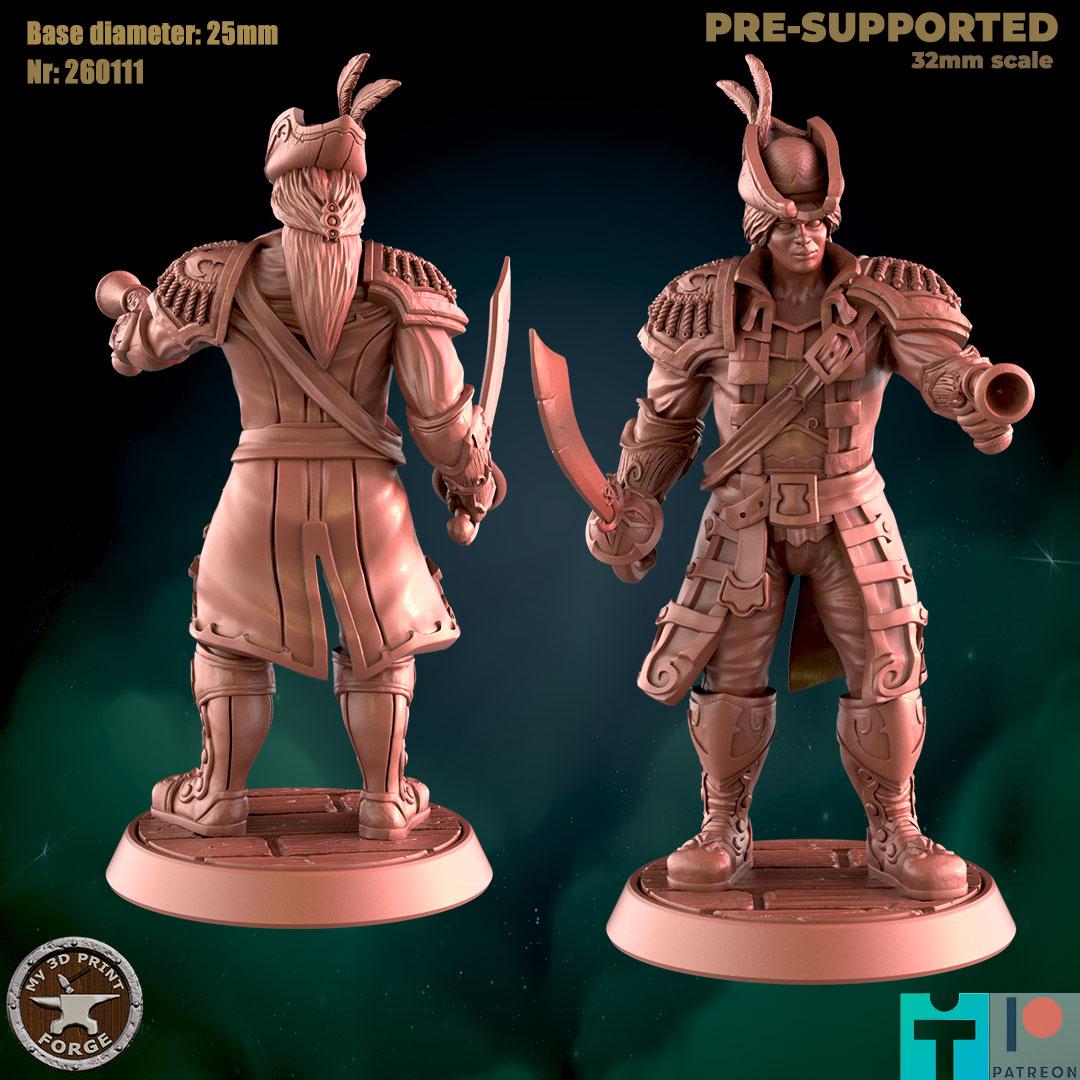 Female Human Swashbuckler - Port Town Humans - 32mm Scale - Unpainted Miniature for DnD, Pathfinder, Tabletop RPGs - My3dPrintForge