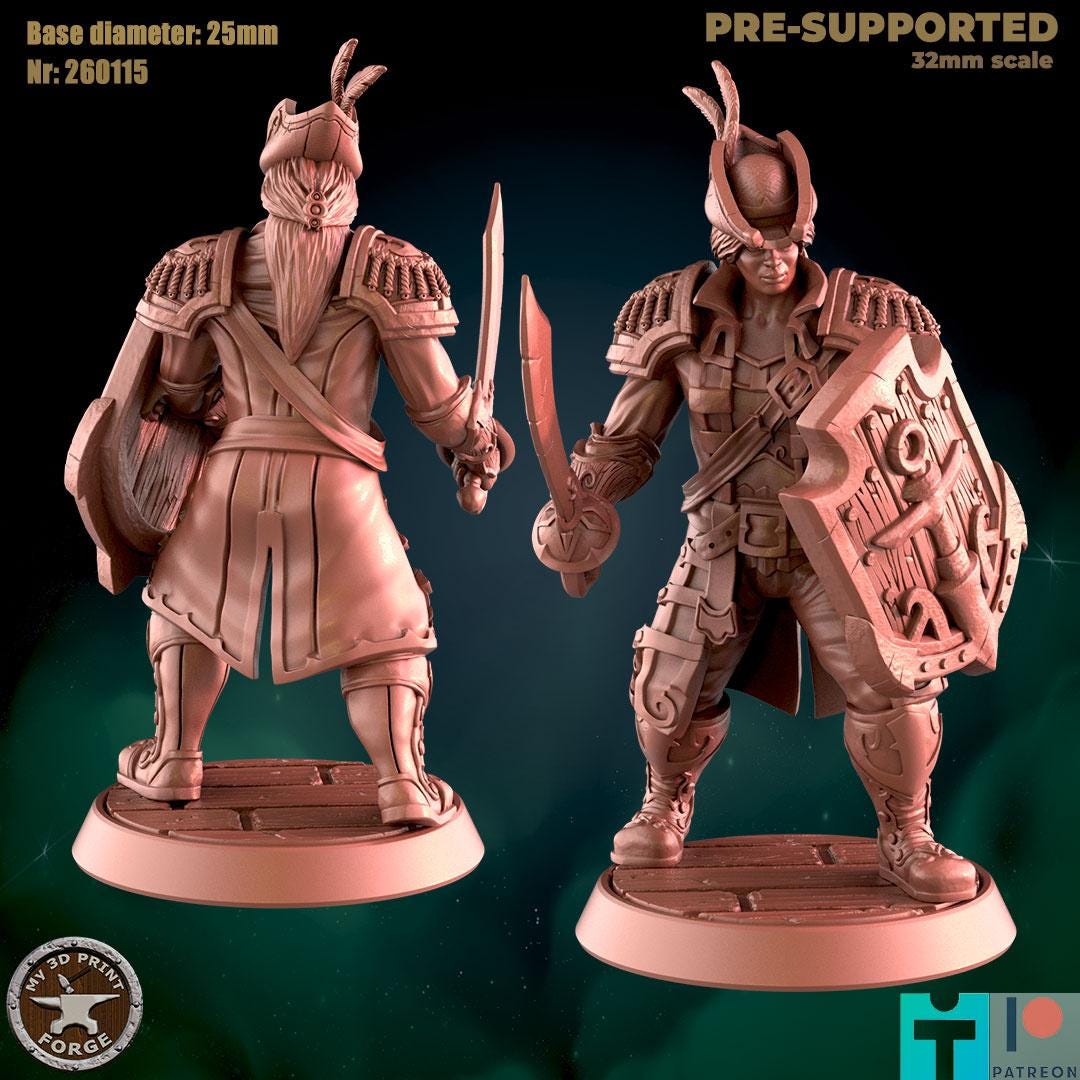 Female Human Tank - Port Town Humans - 32mm Scale - Unpainted Miniature for DnD, Pathfinder, Tabletop RPGs - My3dPrintForge