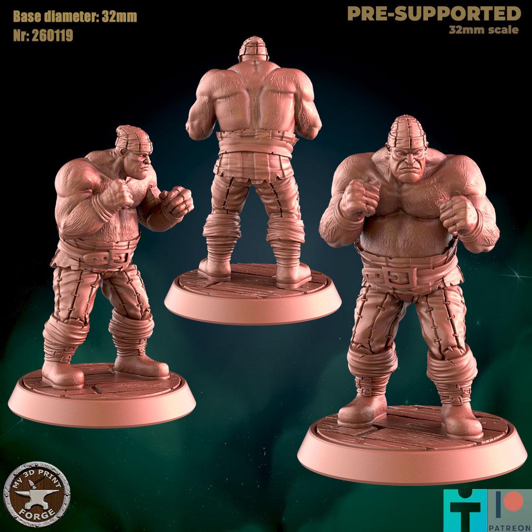 Human Brawler, 4 Poses - Port Town Humans - 32mm Scale - Unpainted Miniature for DnD, Pathfinder, Tabletop RPGs - My3dPrintForge