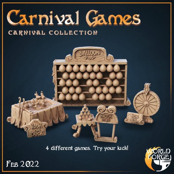 Carnival Games - Mirthlight Carnival Collection - 32mm Scale - Unpainted Miniature for DnD, Pathfinder, Tabletop RPGs, and Dioramas