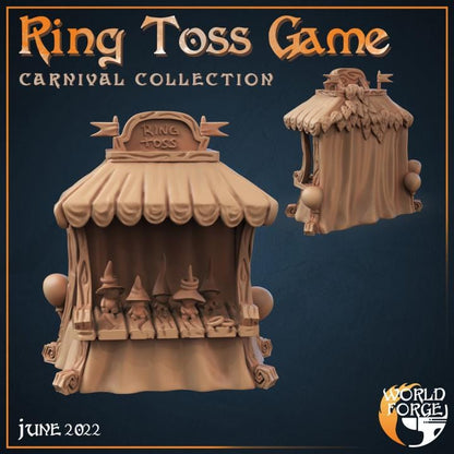 Ring Toss Game - Mirthlight Carnival Collection - 32mm Scale - Unpainted Miniature for DnD, Pathfinder, Tabletop RPGs, and Dioramas
