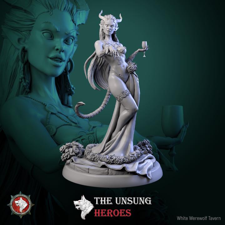 Scarlet Emberlin, Tiefling Courtesan - Unpainted Miniature