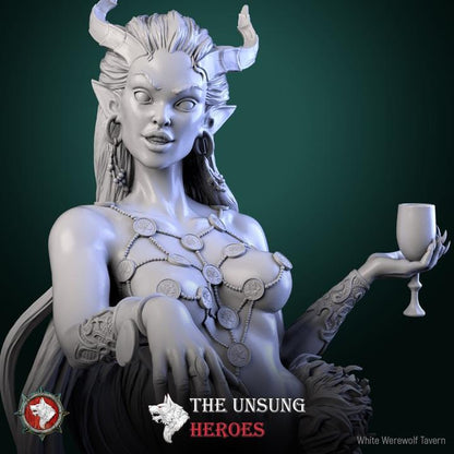 Scarlet Emberlin, Tiefling Courtesan - Unpainted Miniature