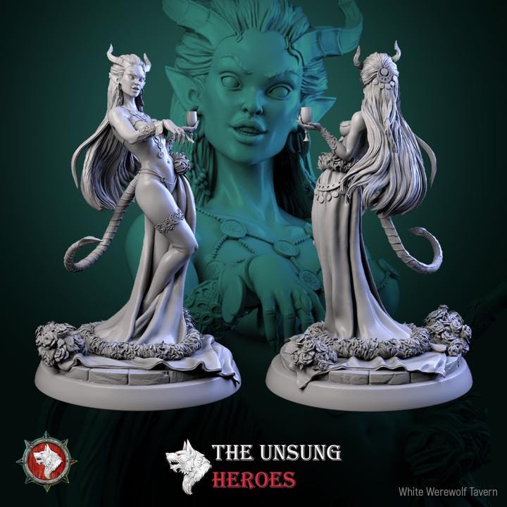 Scarlet Emberlin, Tiefling Courtesan - Unpainted Miniature