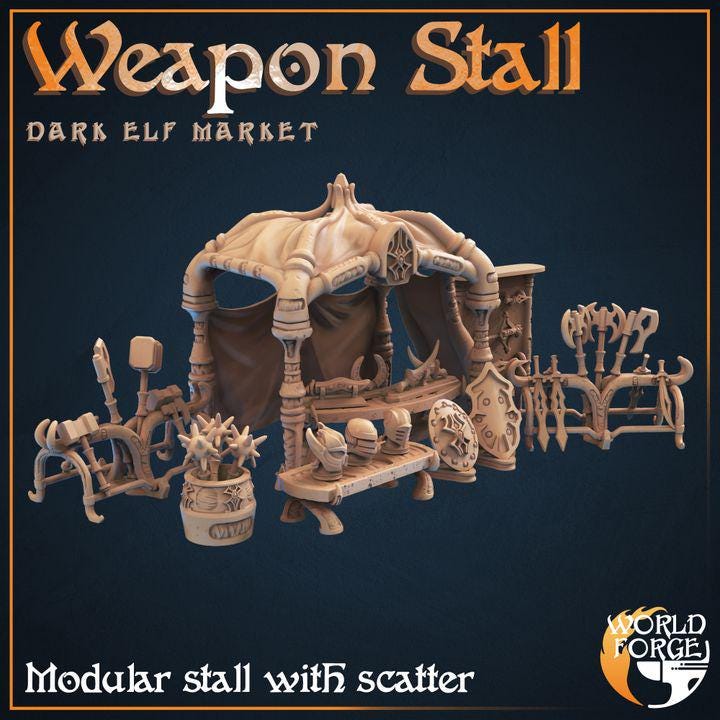 Weapons Stall - Dark Elf Market - Unpainted Miniature