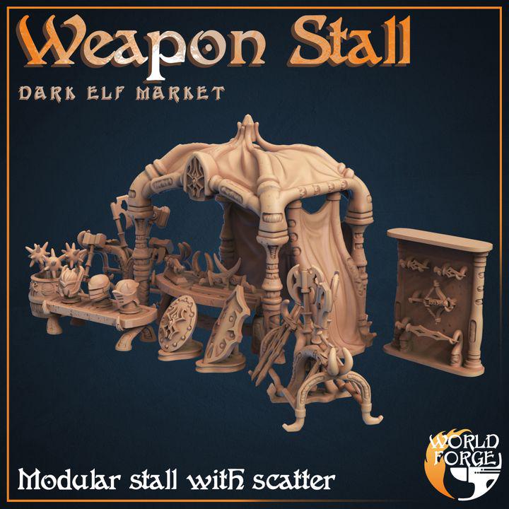 Weapons Stall - Dark Elf Market - Unpainted Miniature