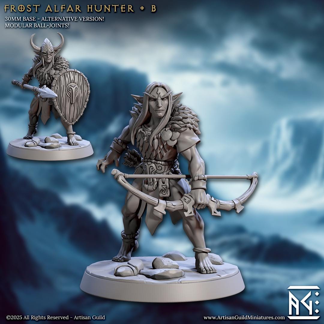 Frost Alfar Hunter, Pose B - Frost Alfar of Skutagaard - Unpainted Miniature