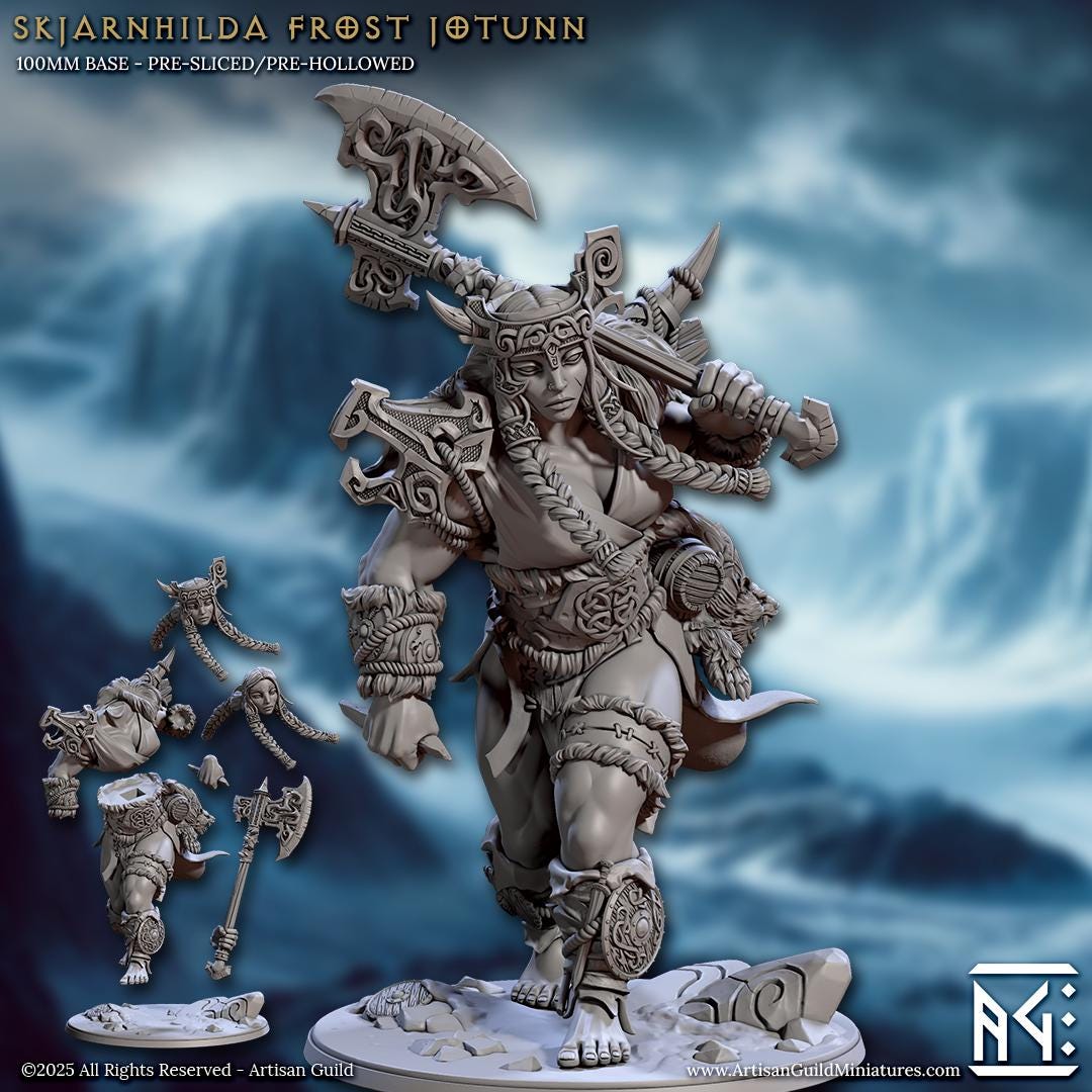 Female Frost Jotunn - Frost Giant - Frost Alfar of Skutagaard - Unpainted Miniature