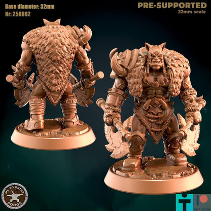 Orc Hunter with Axes, 2 Poses - Unpainted Miniature
