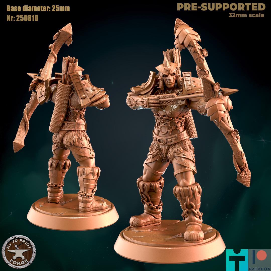 Female Orc Hunter with Leather Armor - Unpainted Miniature