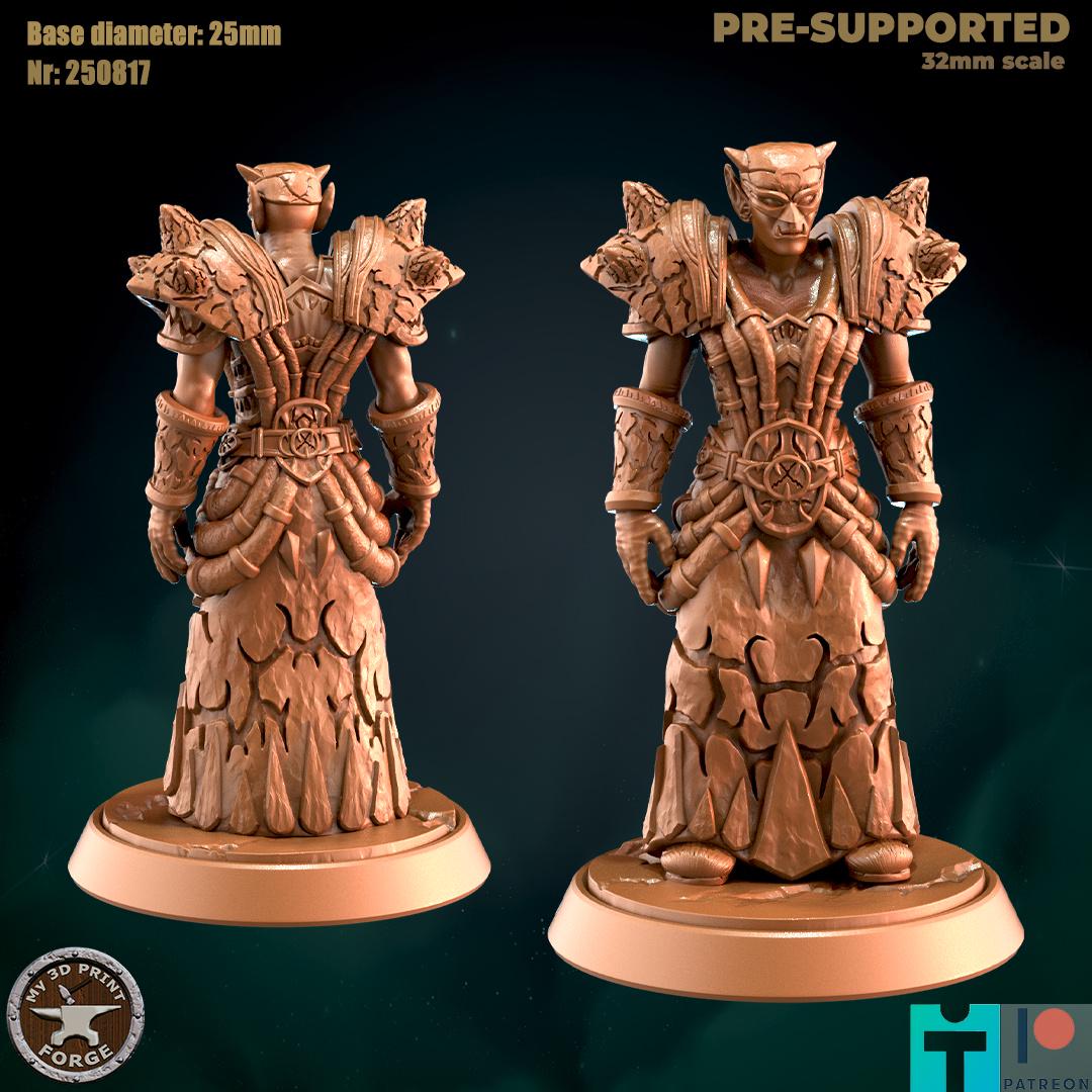 Female Orc Shaman with Crackled Armor - Unpainted Miniature