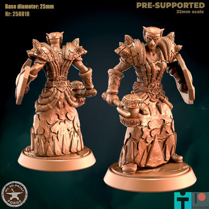 Female Orc Shaman with Crackled Armor - Unpainted Miniature