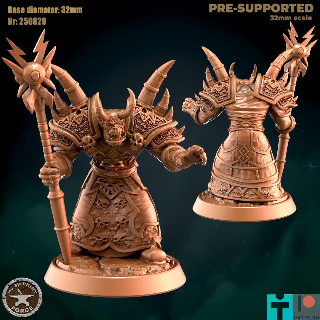 Orc Warlock with Bone Armor - Unpainted Miniature