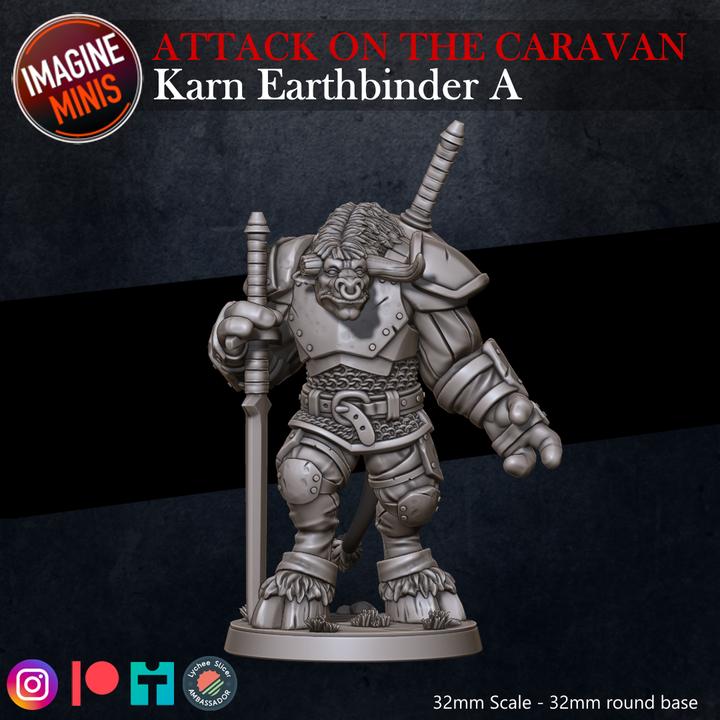 Minotaur Fighter, Karn Earthbinder - Attack on the Caravan Set - Unpainted Miniature