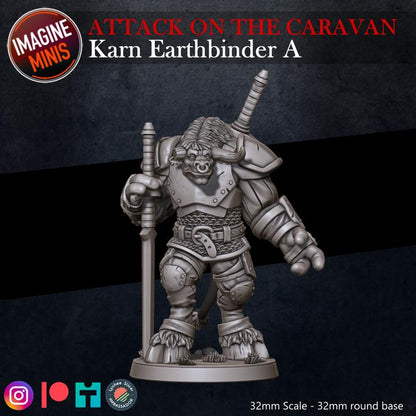 Minotaur Fighter, Karn Earthbinder - Attack on the Caravan Set - Unpainted Miniature