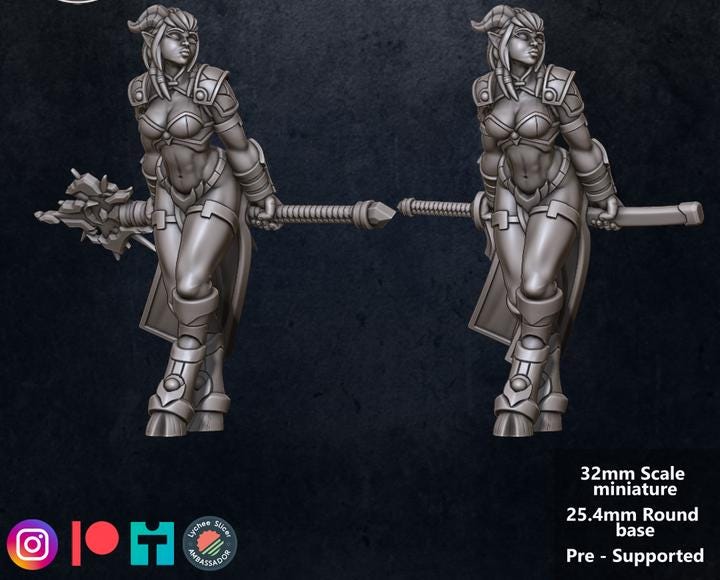 Tiefing Priestess, Pinup - Unpainted Miniature