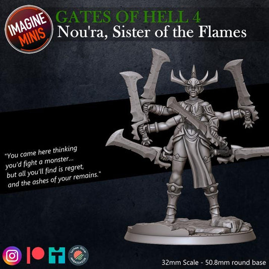 Nou'ra, Sister of the Flames, - Unpainted Miniature