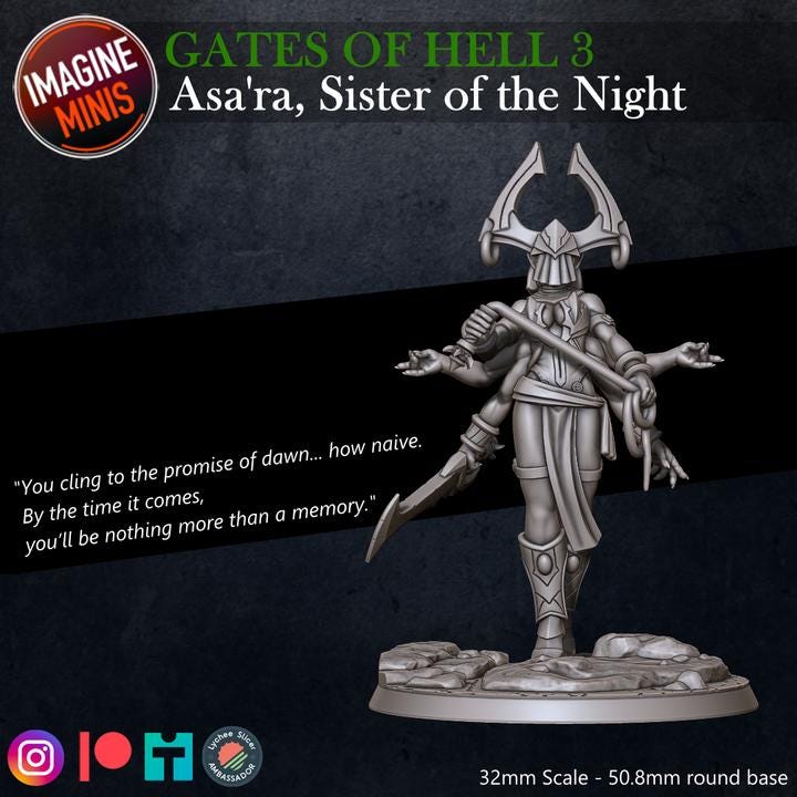 Asa'ra, Sister of the Night - Unpainted Miniature