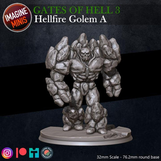 Hell Fire Golem - 32mm Scale - Unpainted Miniature