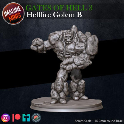 Hell Fire Golem - 32mm Scale - Unpainted Miniature
