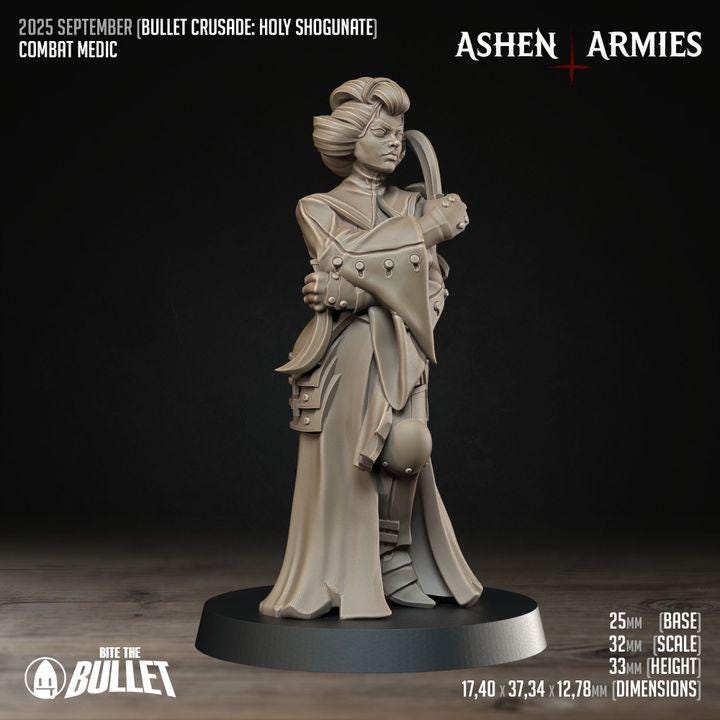 Akane, Combat Medic - Bullet Crusade - 32mm, 35mm Scale - Unpainted Miniature