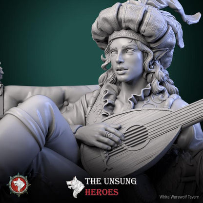 Jax Fiddlefoot, Lord of the Lute, Elf Bard - Unpainted Miniature