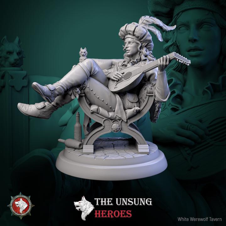 Jax Fiddlefoot, Lord of the Lute, Elf Bard - Unpainted Miniature