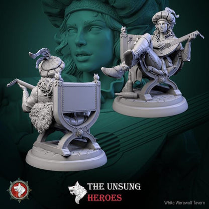 Jax Fiddlefoot, Lord of the Lute, Elf Bard - Unpainted Miniature