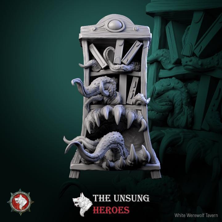 Mimic Bookshelf - 32mm Scale - Unpainted Miniature