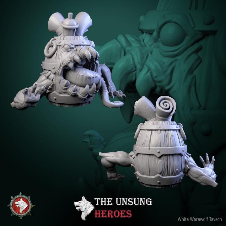 Barrel Mimic - 32mm Scale - Unpainted Miniature