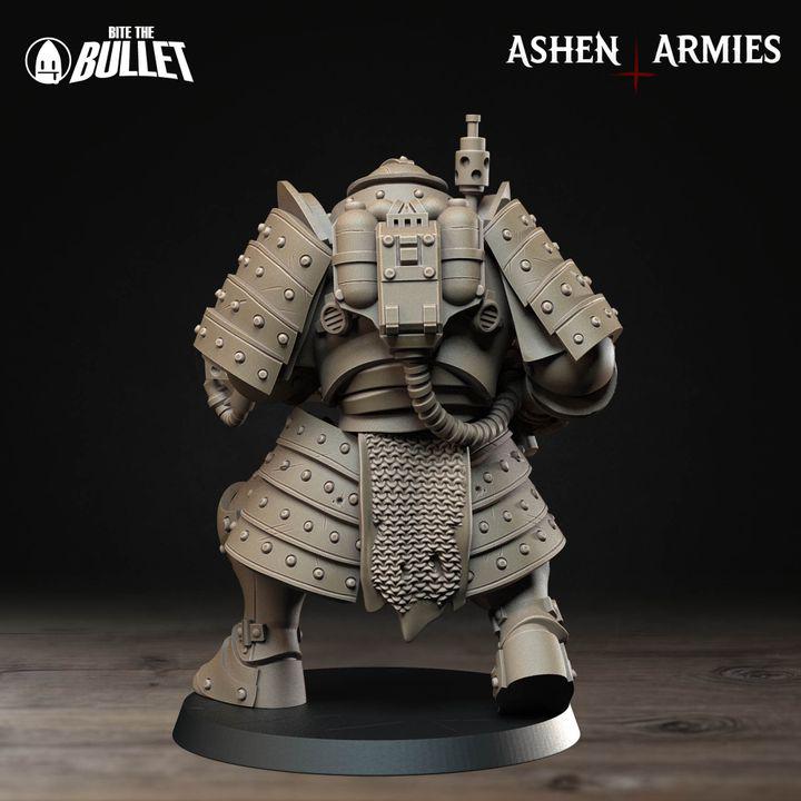 Mechanized Heavy Infantry with Flamethrower - Bullet Crusade - Unpainted Miniature