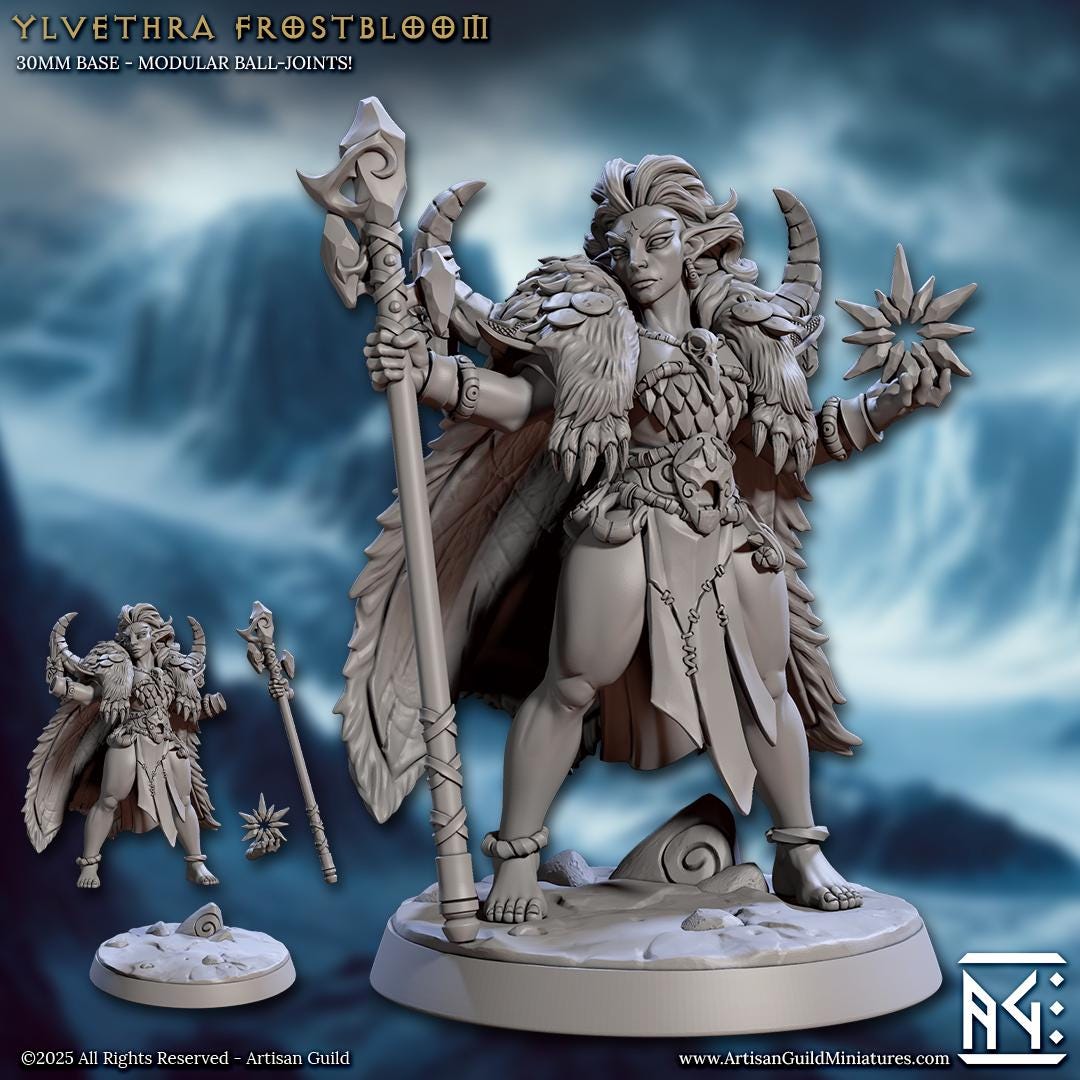 Ylvethra Frostblood - Frost Alfar of Skutagaard - Unpainted Miniature