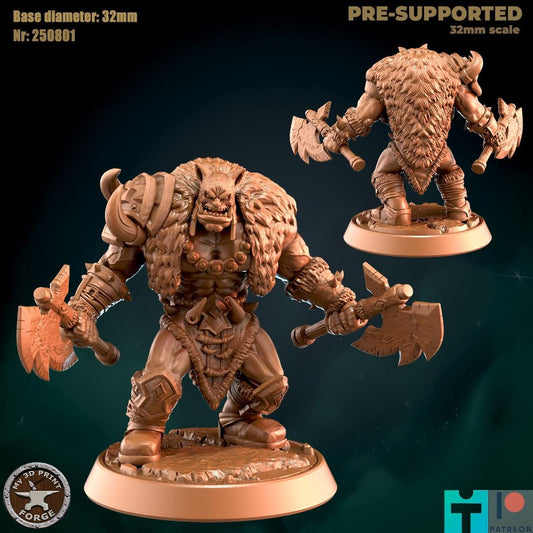 Orc Hunter with Axes, 2 Poses - Unpainted Miniature