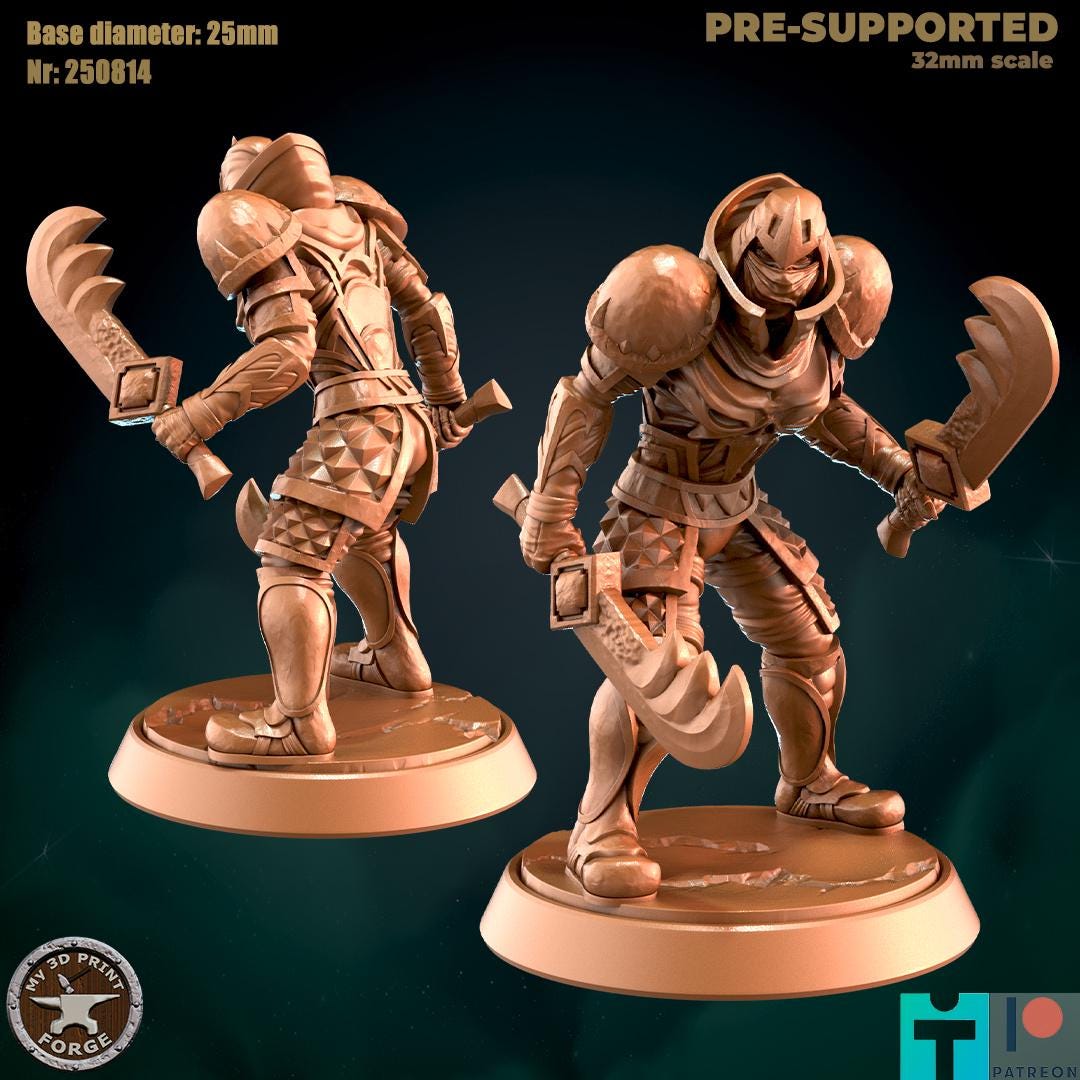 Female Orc Rogue with Studded Leather Armor - Unpainted Miniature