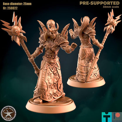 Female Orc Warlock with Bone Armor - Unpainted Miniature