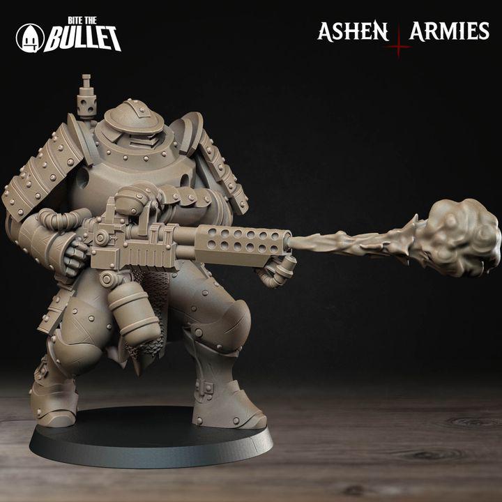 Mechanized Heavy Infantry with Flamethrower - Bullet Crusade - Unpainted Miniature