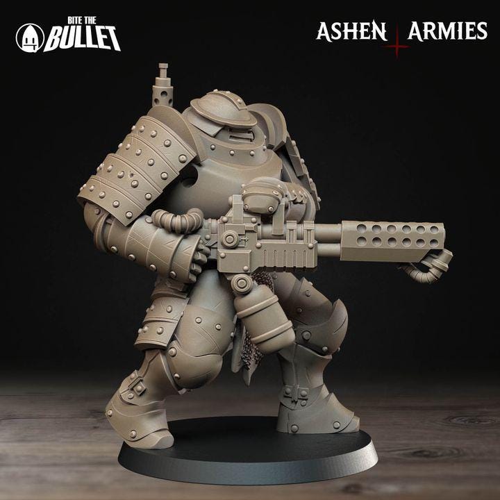Mechanized Heavy Infantry with Flamethrower - Bullet Crusade - Unpainted Miniature