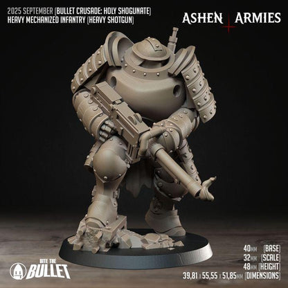 Heavy Infantry with Shotgun, Holy Shogunate - Bullet Crusade - Unpainted Miniature