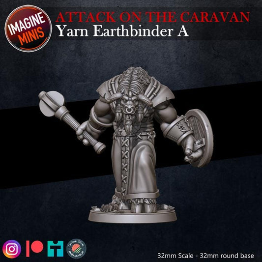 Minotaur Shaman, Yarn Earthbinder - Attack on the Caravan Set - Unpainted Miniature