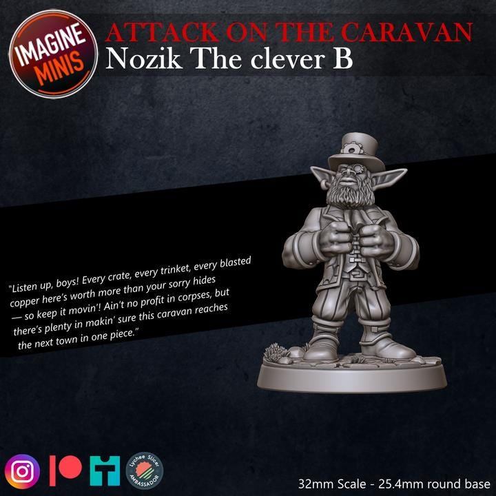 Goblin Merchant, Nozik the Clever - 32mm Scale - Unpainted Miniature