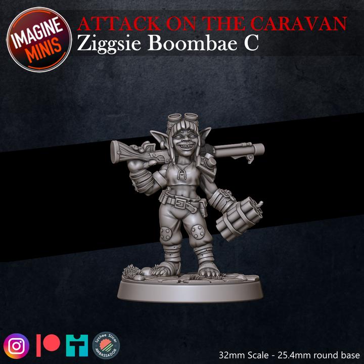 Goblin Gunslinger, Ziggsie Boombae - 32mm Scale - Unpainted Miniature