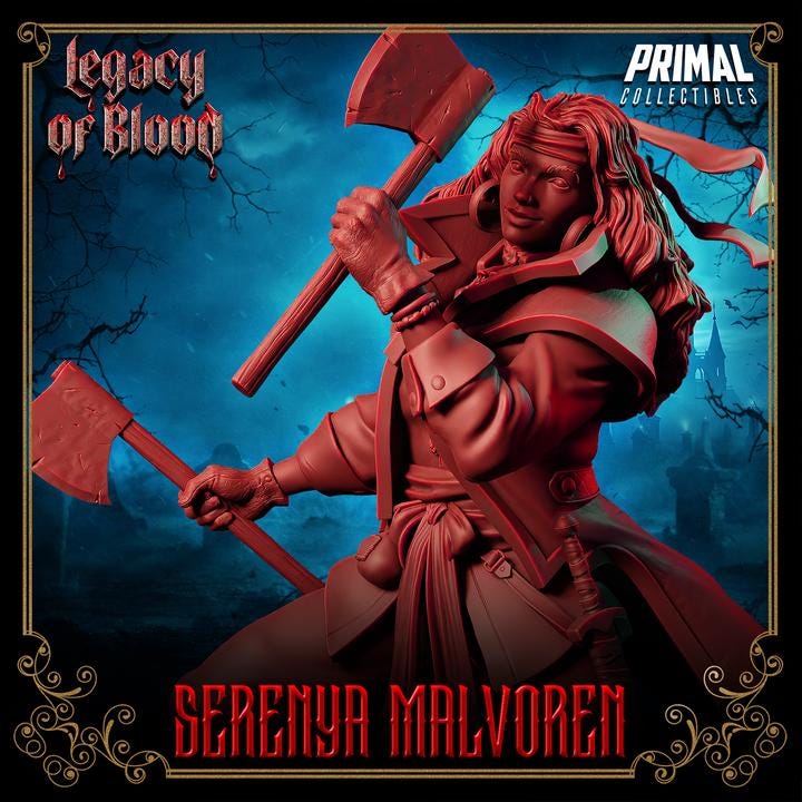 Female Fighter, Serenya Malvoren, Legacy of Blood - Unpainted Miniature