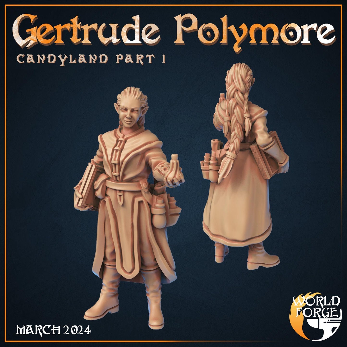 Gertrude Polymore, Elf Wizard - Candyland Collection - Unpainted Miniature