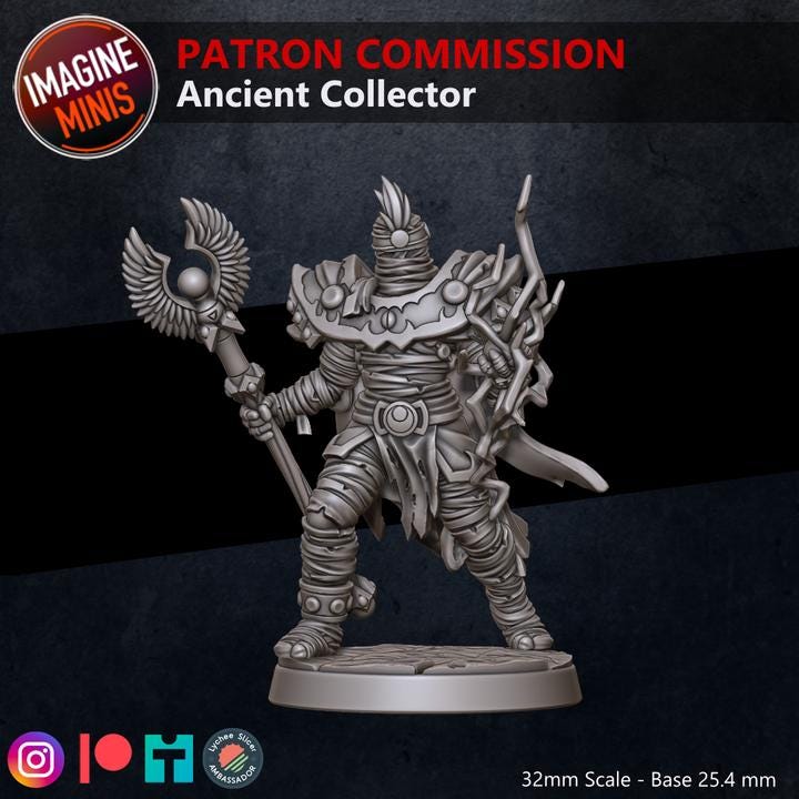 Ancient Collector, Mummy Mage - Unpainted Miniature