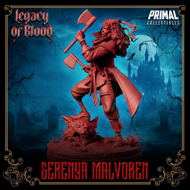 Female Fighter, Serenya Malvoren, Legacy of Blood - Unpainted Miniature