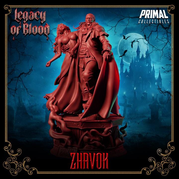 Vampire Lord with Maiden, Zhavok, Legacy of Blood - Unpainted Miniature