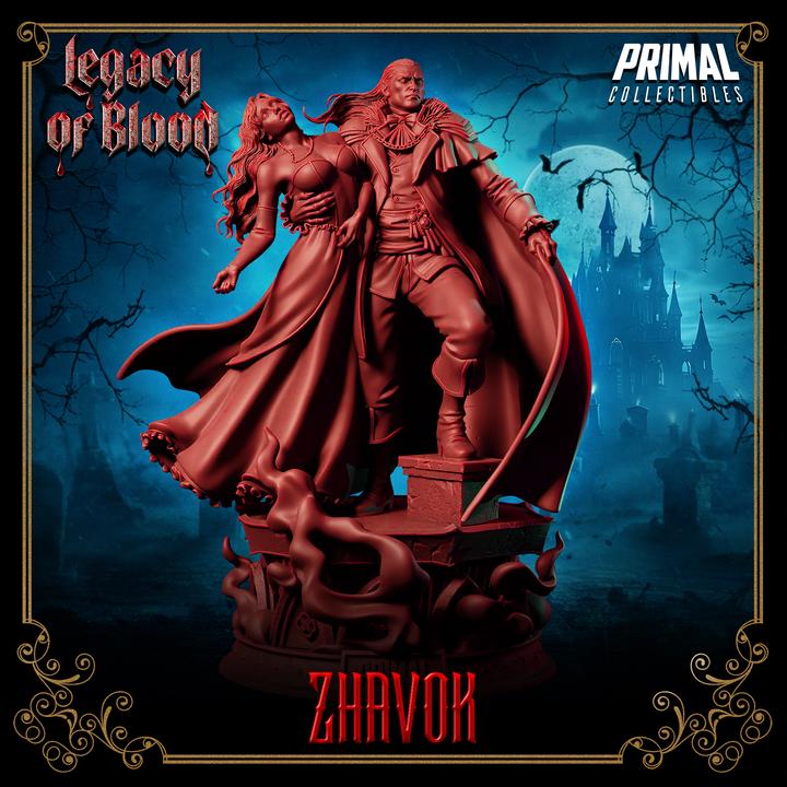 Vampire Lord with Maiden, Zhavok, Legacy of Blood - Unpainted Miniature