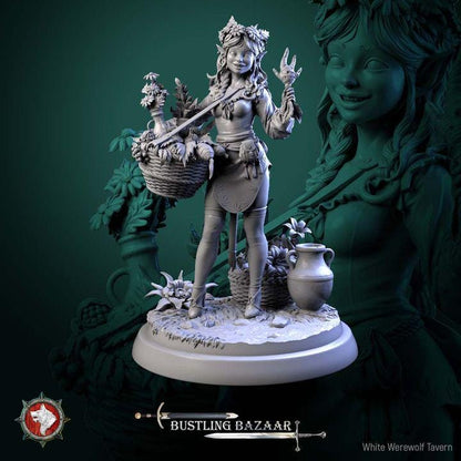 Halfling Herbalist, Clover Mossroot - Bustling Bazaar- Unpainted Miniature