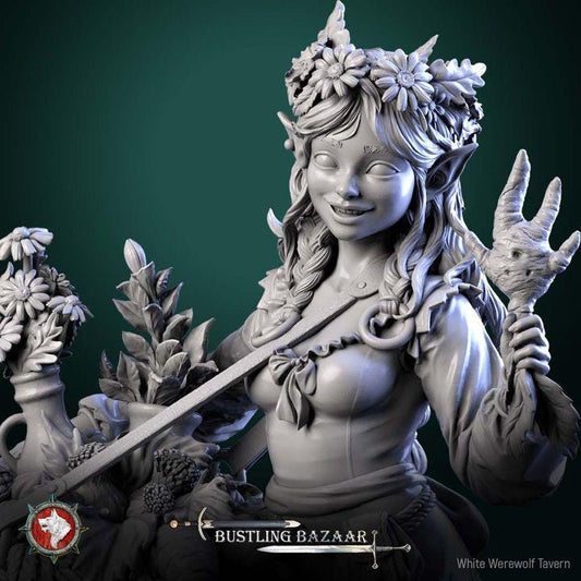 Halfling Herbalist, Clover Mossroot - Bustling Bazaar- Unpainted Miniature